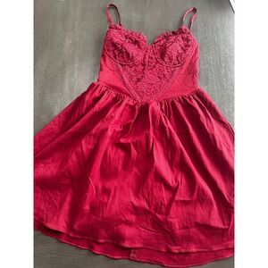 Klesis Burgundy Lace Bustier Mini Dress Fit and Flare Corset Romantic Medium